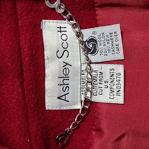 Ashley Scott Women's Size Large Red Wool Blend Coat Hello Fall and Winter! - Picture 9 of 9